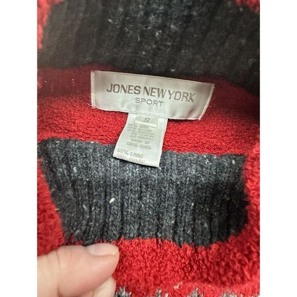 Jones New York Sport Sweater Wool Blend Snowflakes Red Black VTG S - Picture 2 of 5